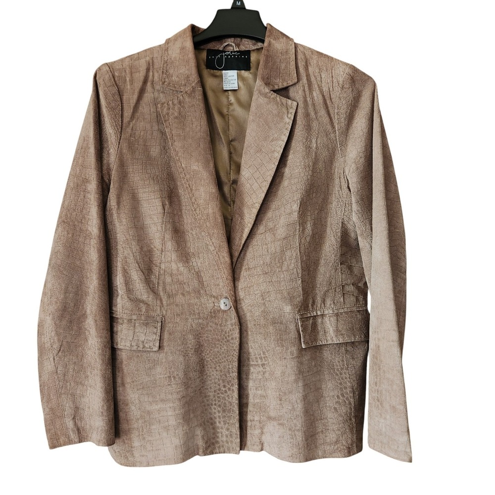 Vintage Jolie Eric Gaskins Brown Leather Blazer Crocodile Embossed Western M